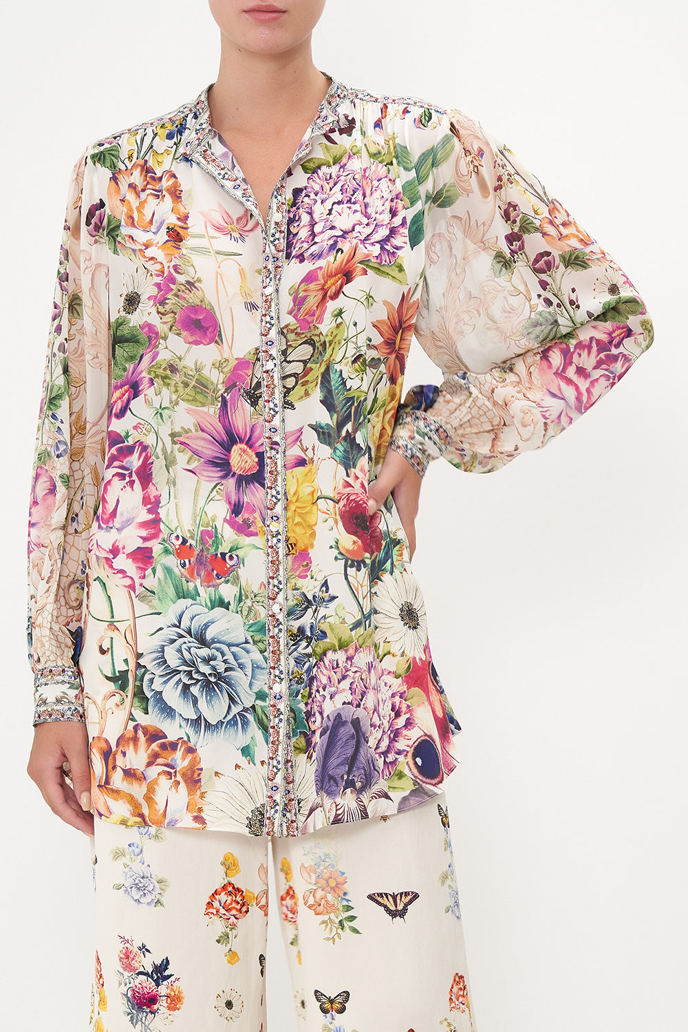 BLOUSON SLEEVE BLOUSE WITH YOKE QUEENS BEE HIVE