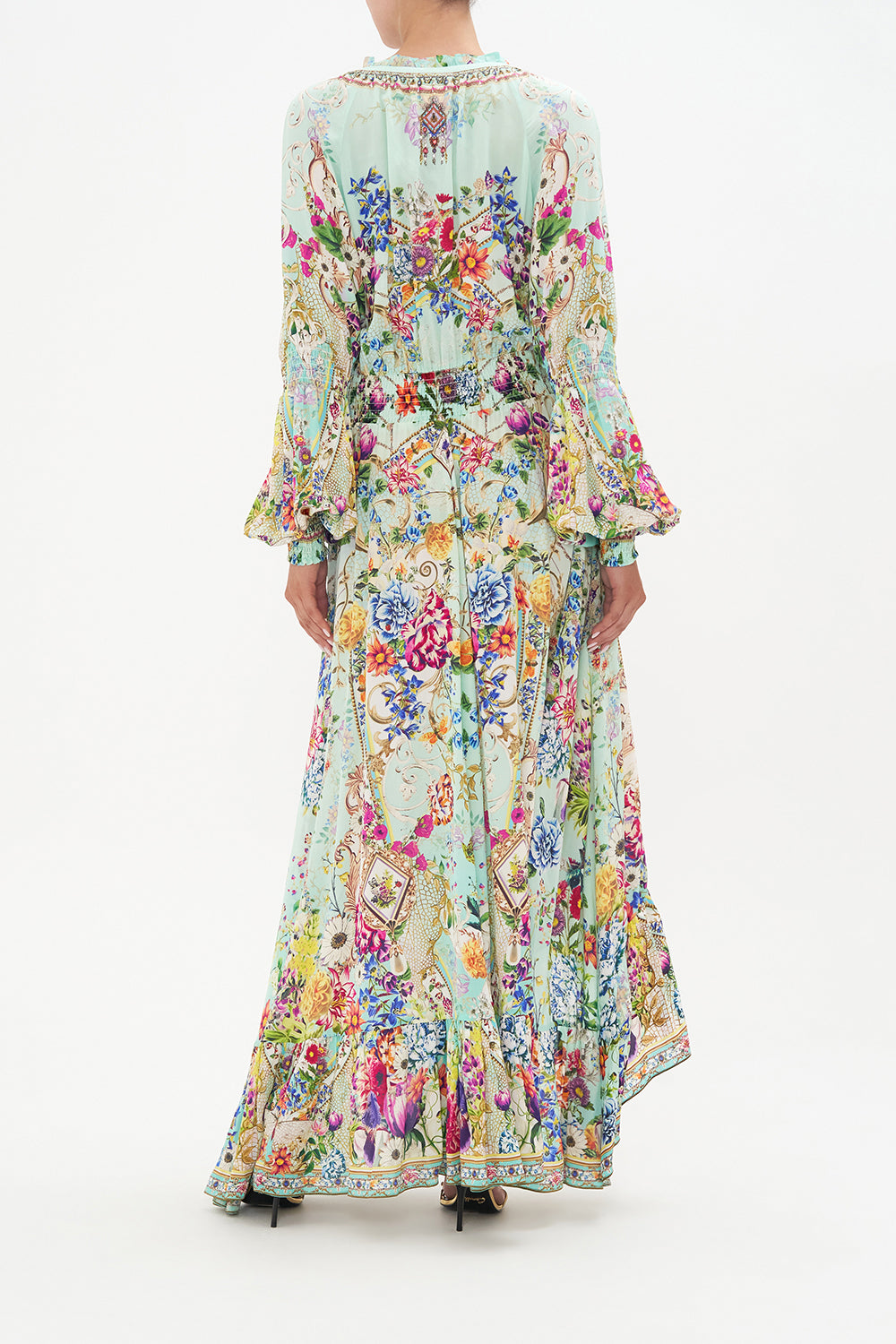 BLOUSON SLEEVE WRAP DRESS HONEY HONEY