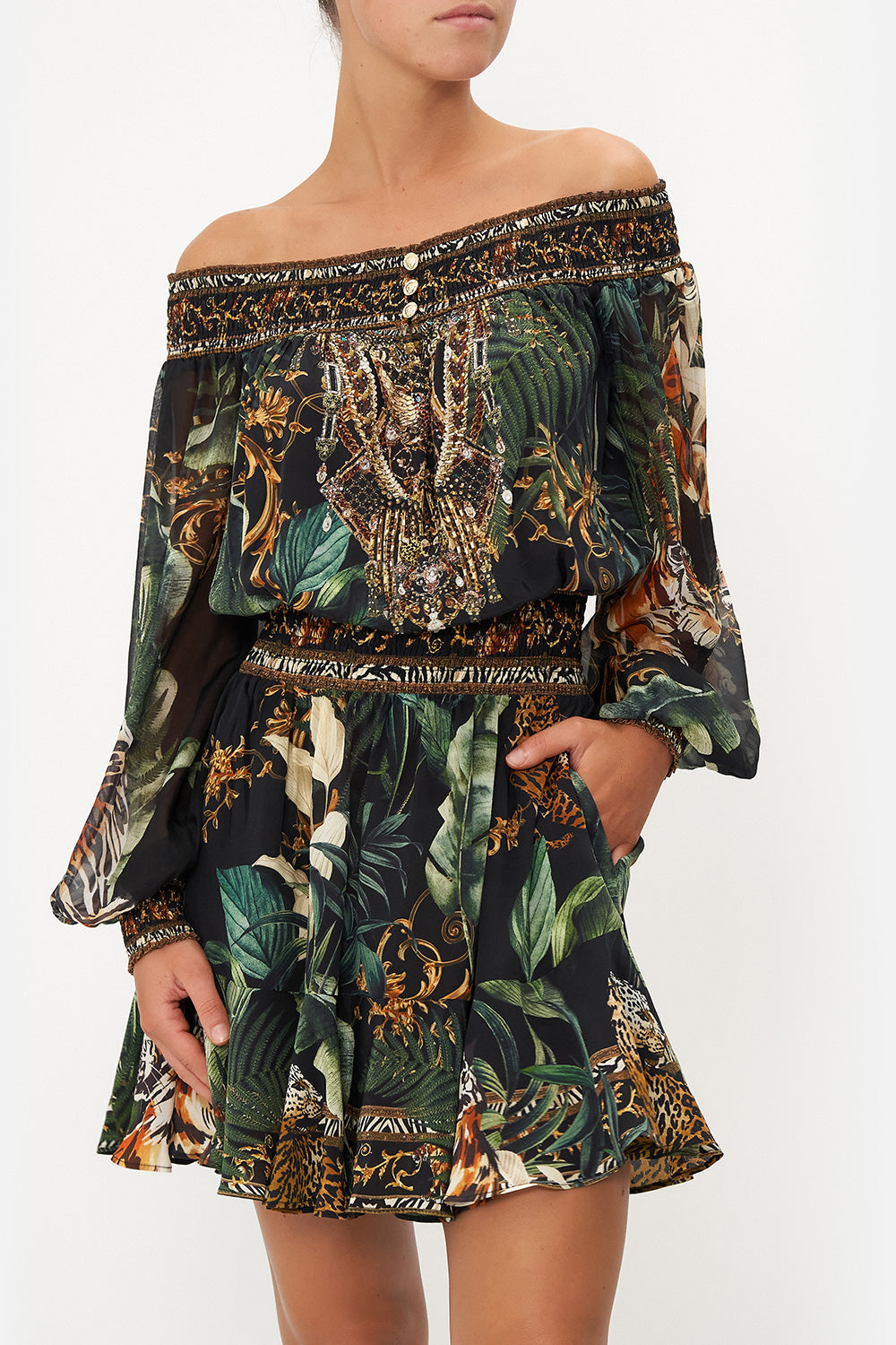 OFF SHOULDER SHORT DRESS EASY TIGER