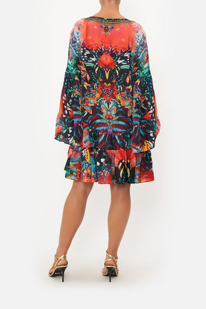 A-LINE GATHERED PANEL DRESS IN A FLUTTER