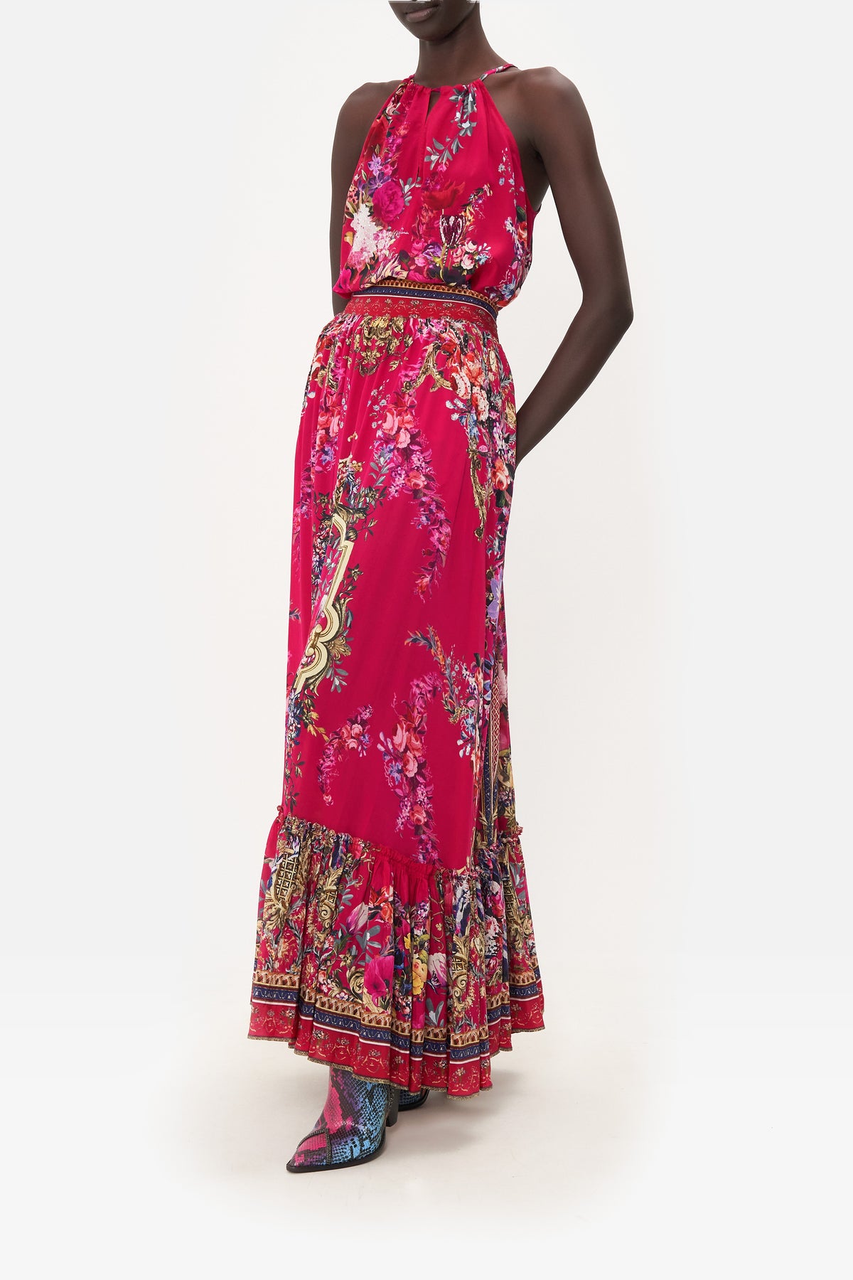 RUFFLE HEM SKIRT BOHEME BLOOMS