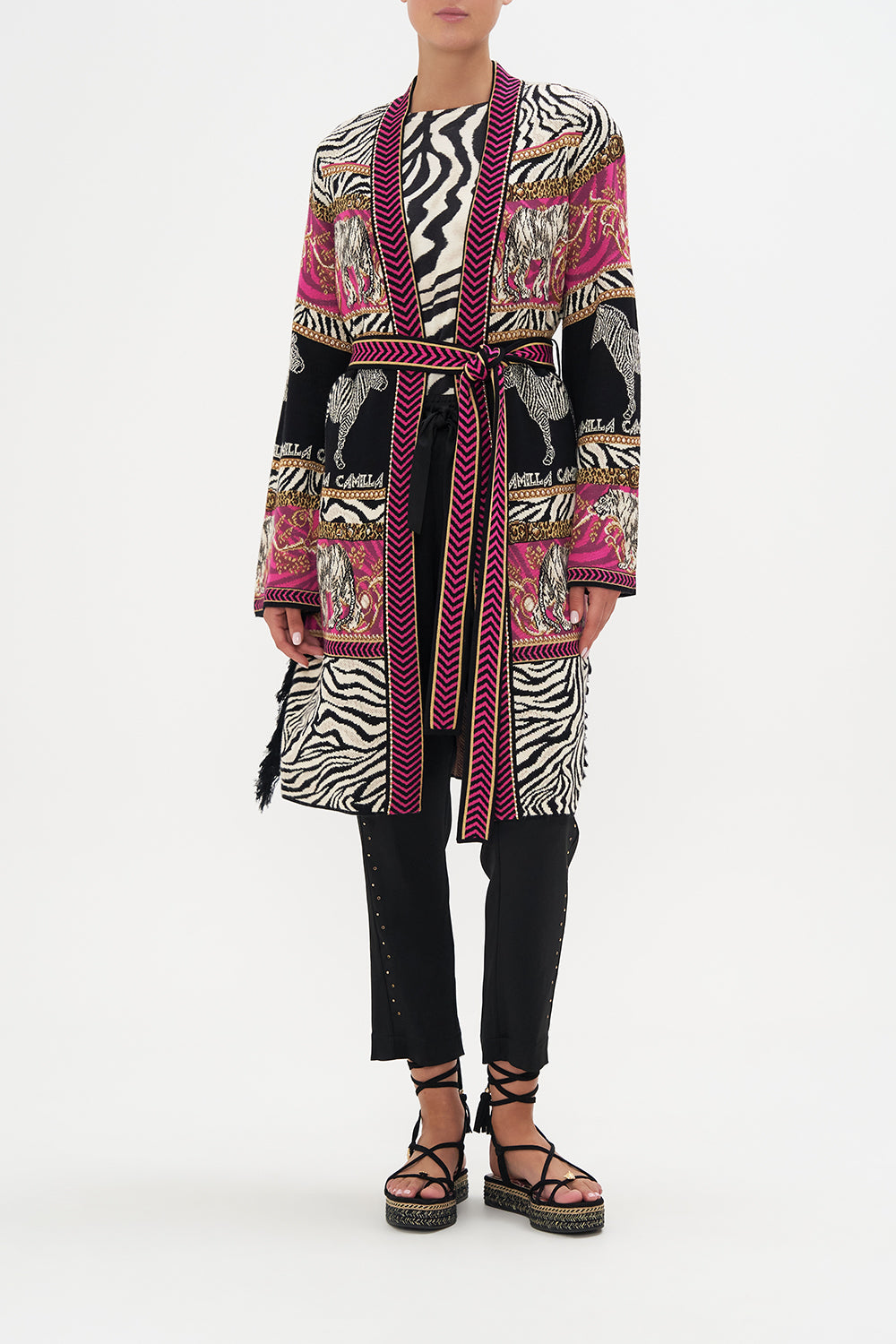 KNIT JACQUARD JACKET WITH FRINGING EARN YOUR STRIPES