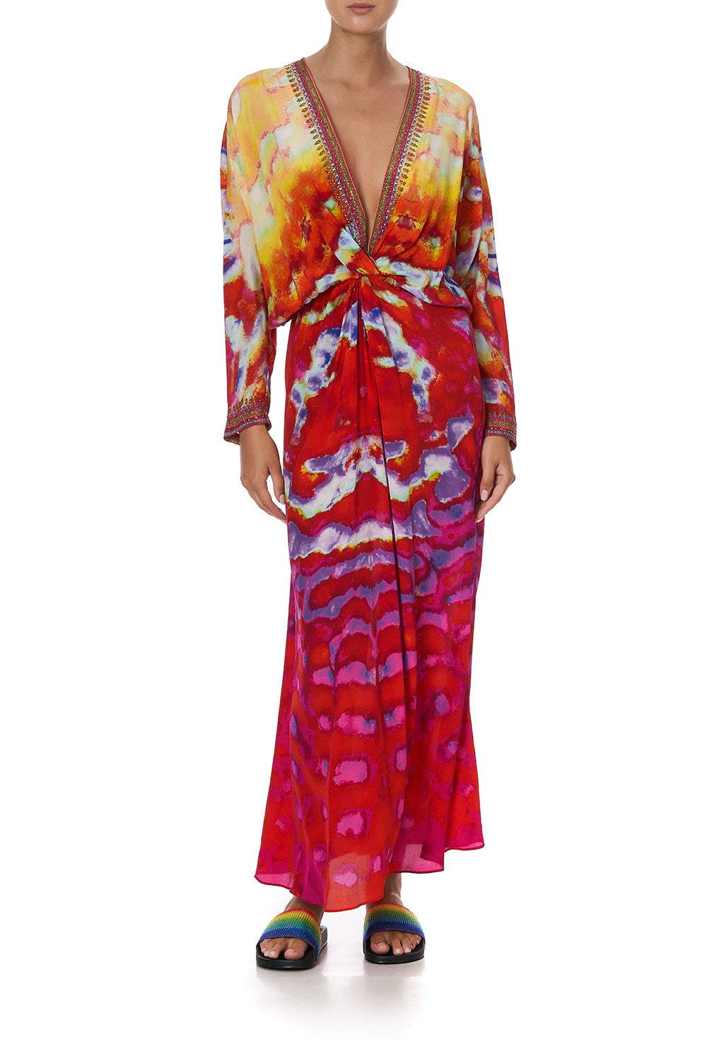 TWIST FRONT BATWING DRESS BANSHEE BECKONS