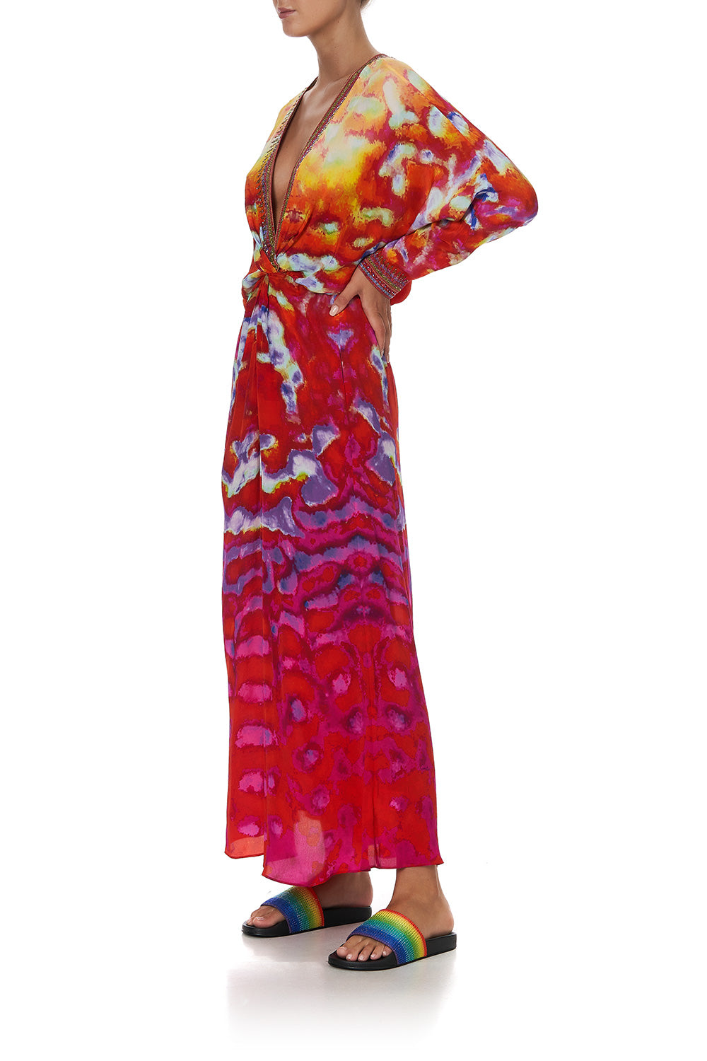 TWIST FRONT BATWING DRESS BANSHEE BECKONS