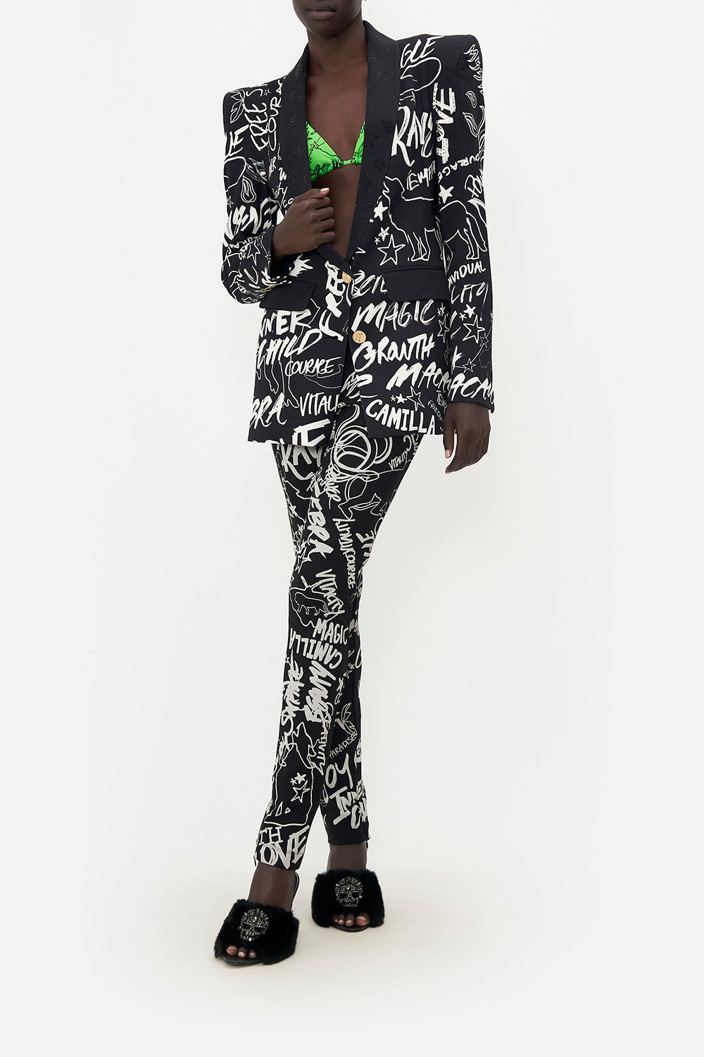 PEAKED SHOULDER BLAZER SPIRIT SCRIBBLE