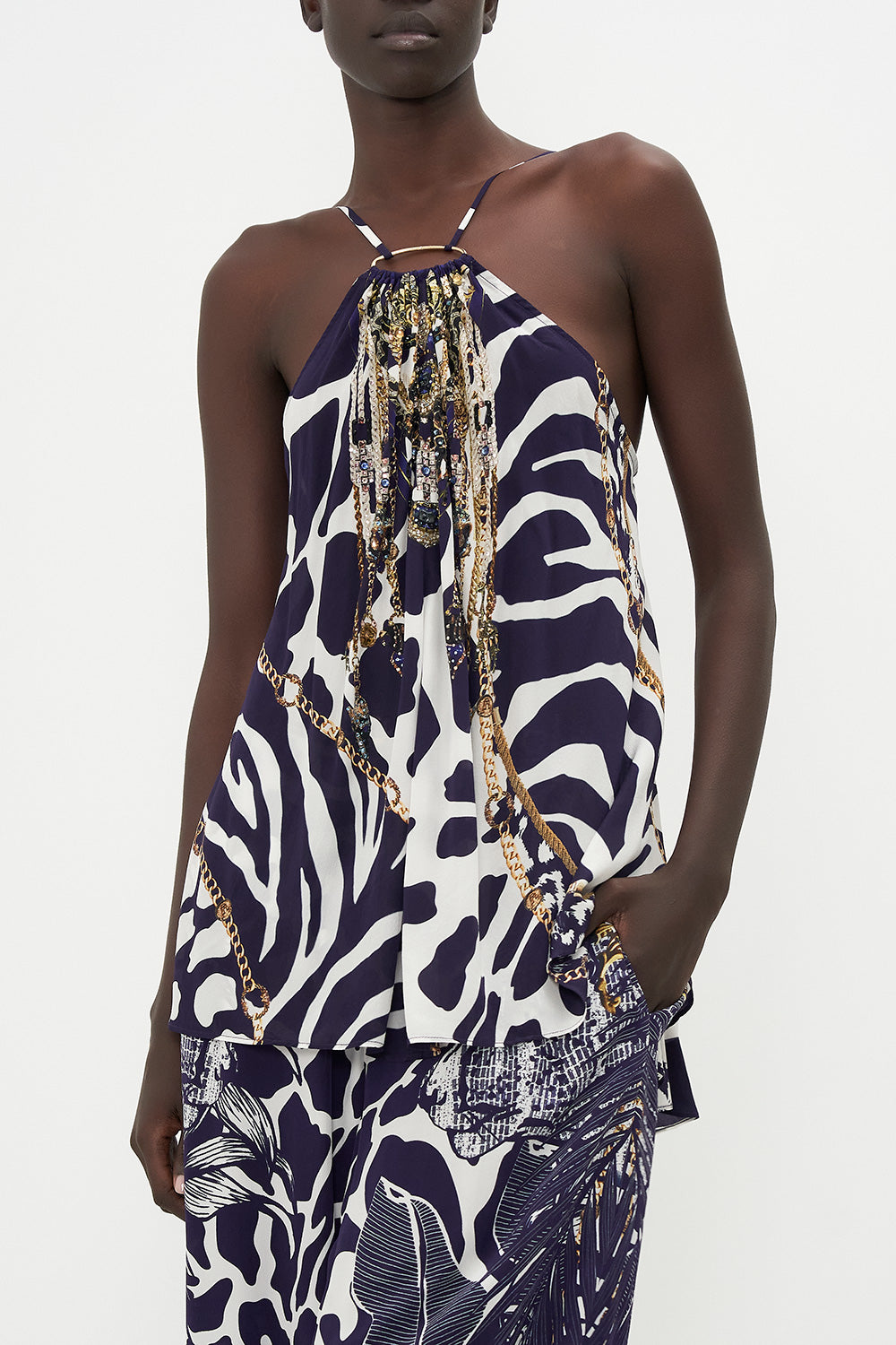 HALTER TOP WITH HARDWARE WHERES YOUR HEAD AT