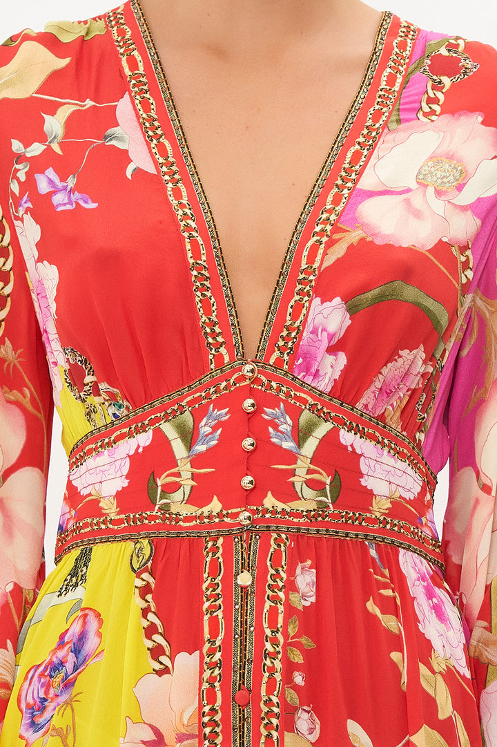 KIMONO SLEEVE DRESS WITH SHIRRING DETAIL MERRY GO ROUND