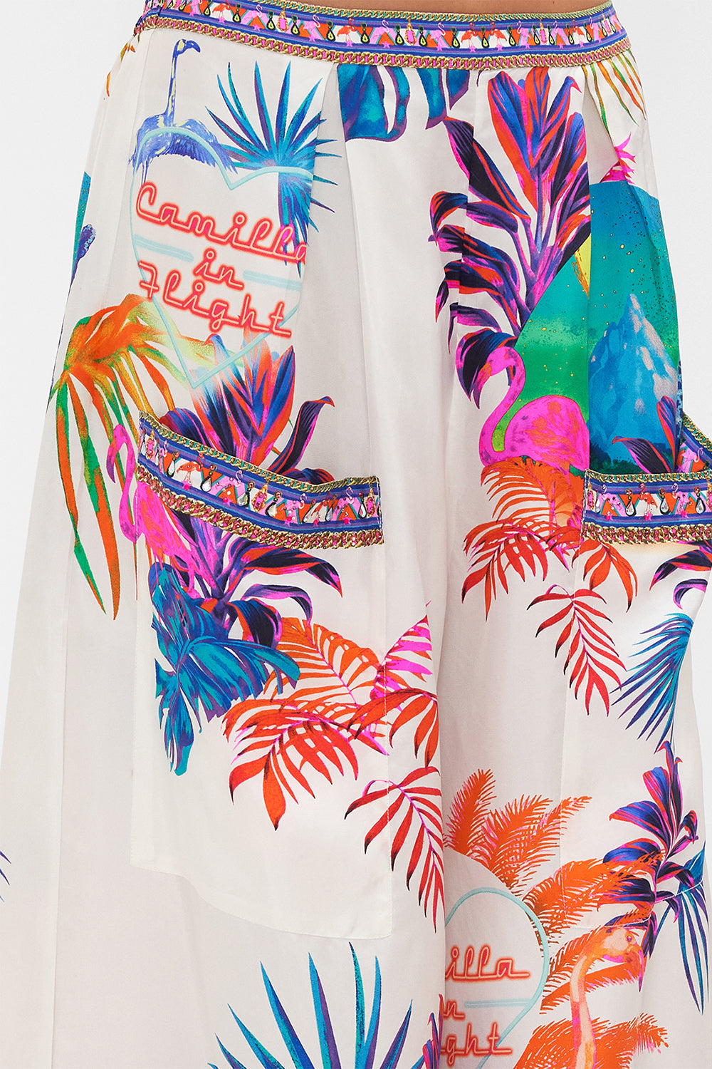 WIDE LEG TROUSER WITH FRONT POCKETS FLAMENCO FLAMINGO