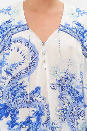 BLOUSON BLOUSE WITH NECK TIE HEART OF A DRAGON
