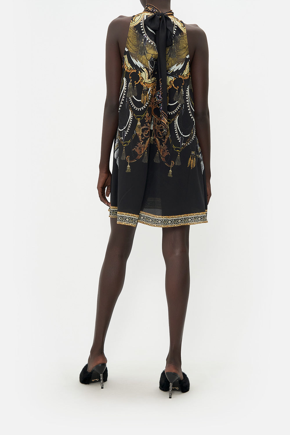 HIGH NECK DRESS WITH BACK NECK TIE AND THE QUEEN WORE RED main image 1