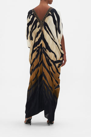 LONG DRAPE DRESS WITH ZIP FRONT TAME MY TIGER