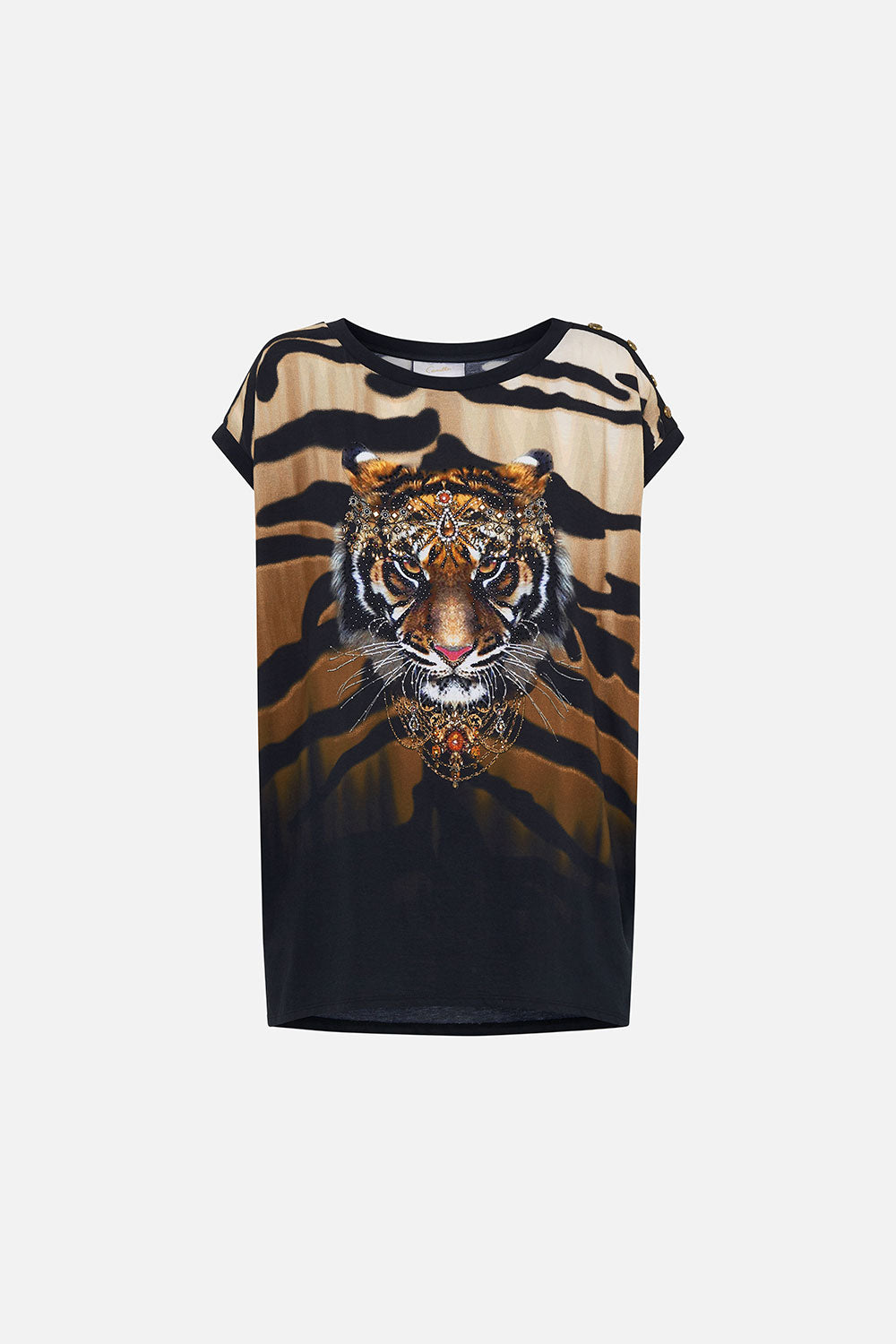 EXTENDED SLEEVE TEE WITH BUTTONS TAME MY TIGER