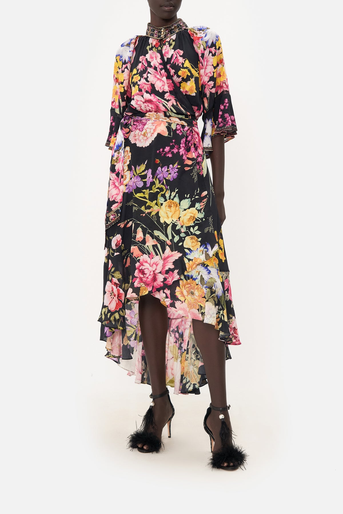 MIDI WRAP DRESS WITH RAGLAN SLEEVE LIBERTINE LADY