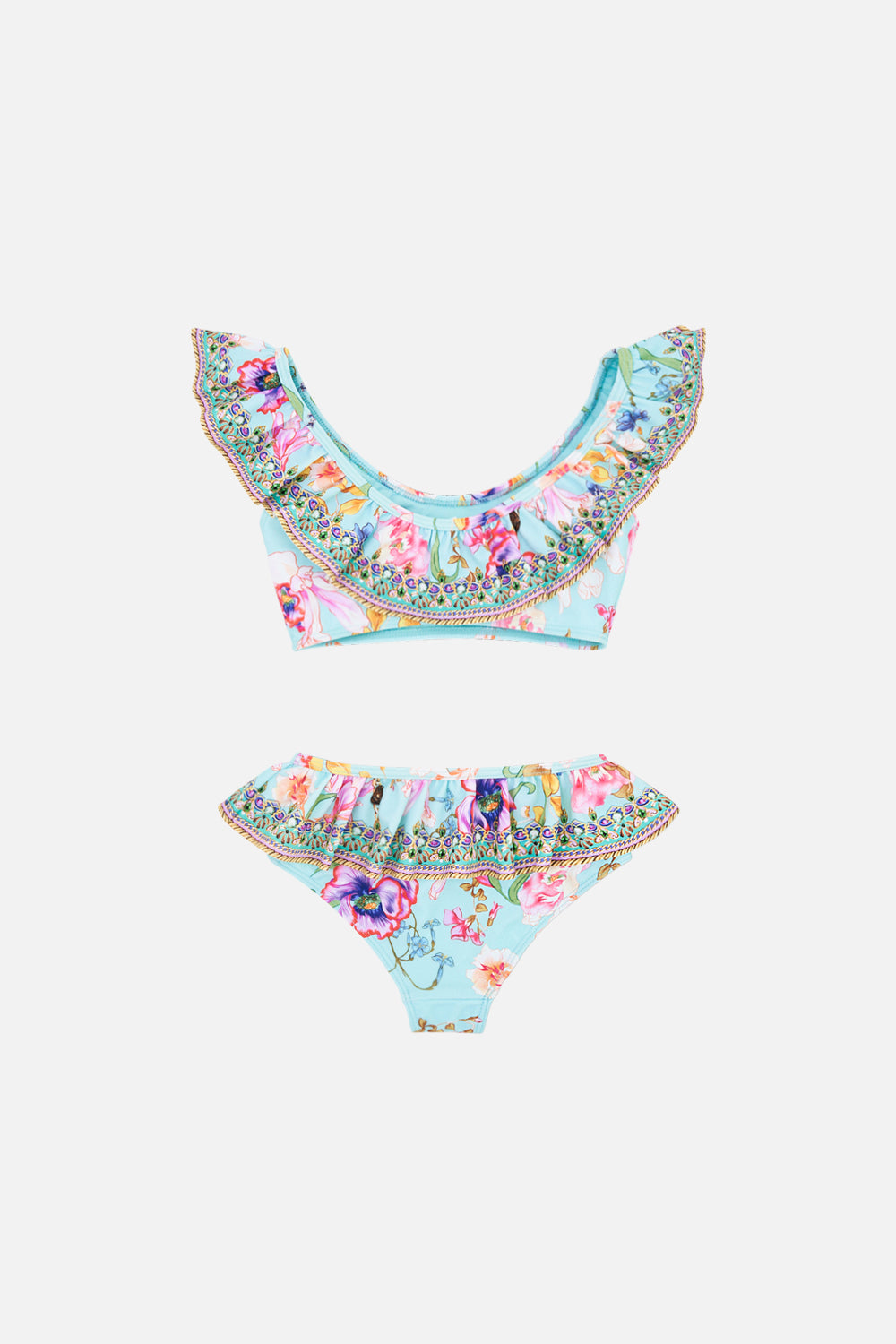 KIDS FRILL CROP BIKINI 12-14 NATURES KALEIDOSCOPE