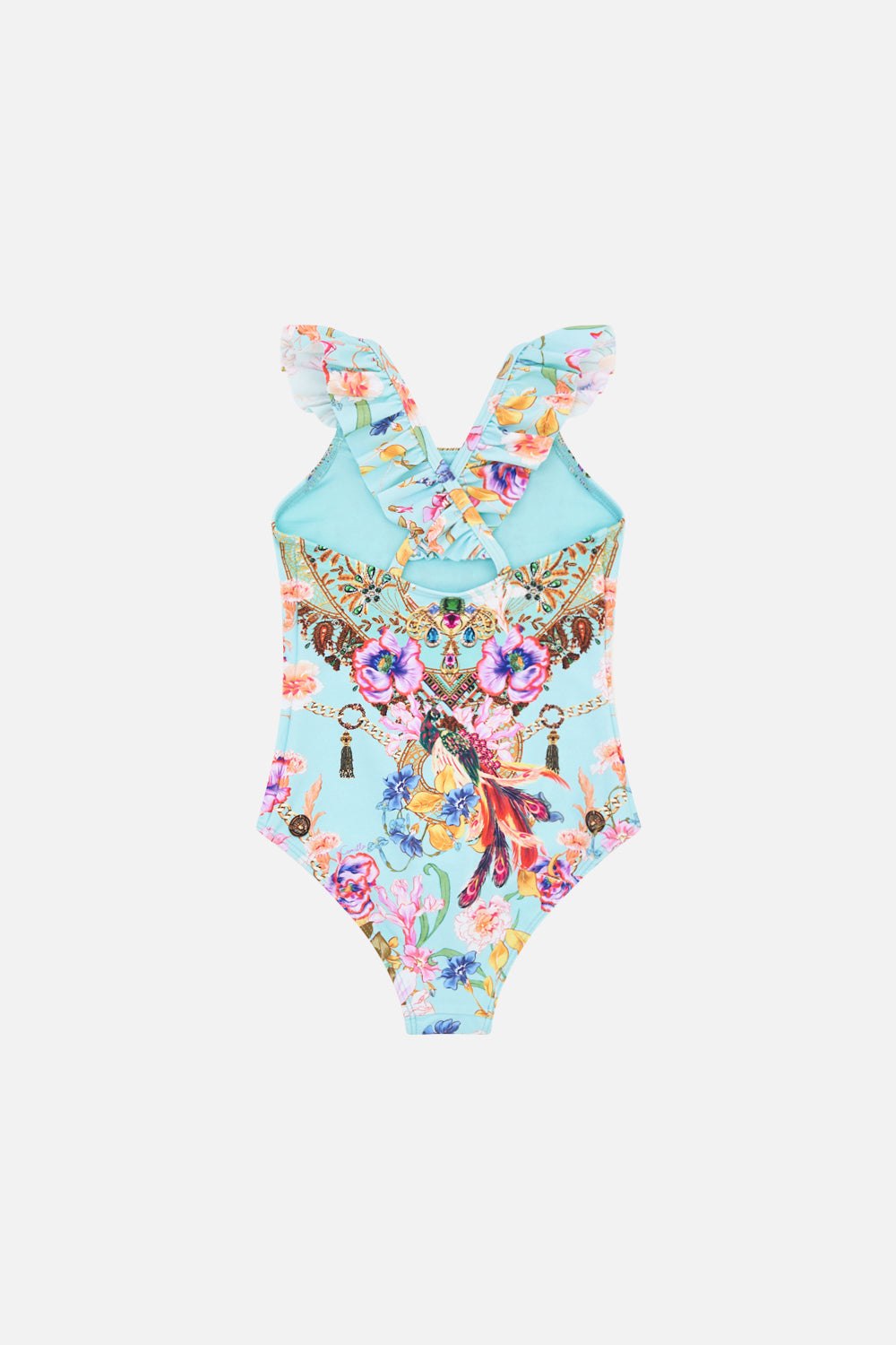 KIDS ONE PIECE WITH FRILL STRAP 4-10 NATURES KALEIDOSCOPE