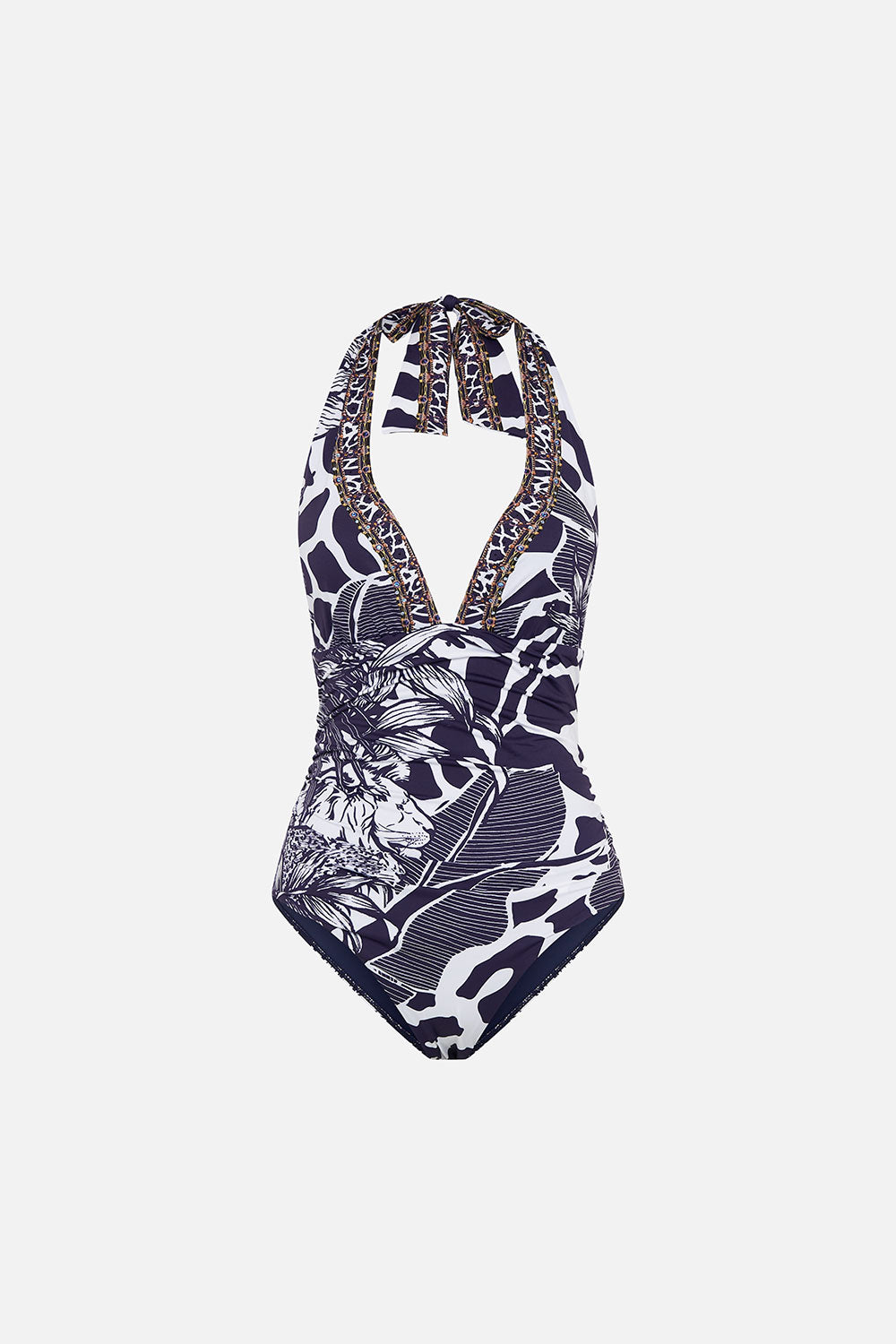 HALTER ONE PIECE WITH GATHERING WHERES YOUR HEAD AT