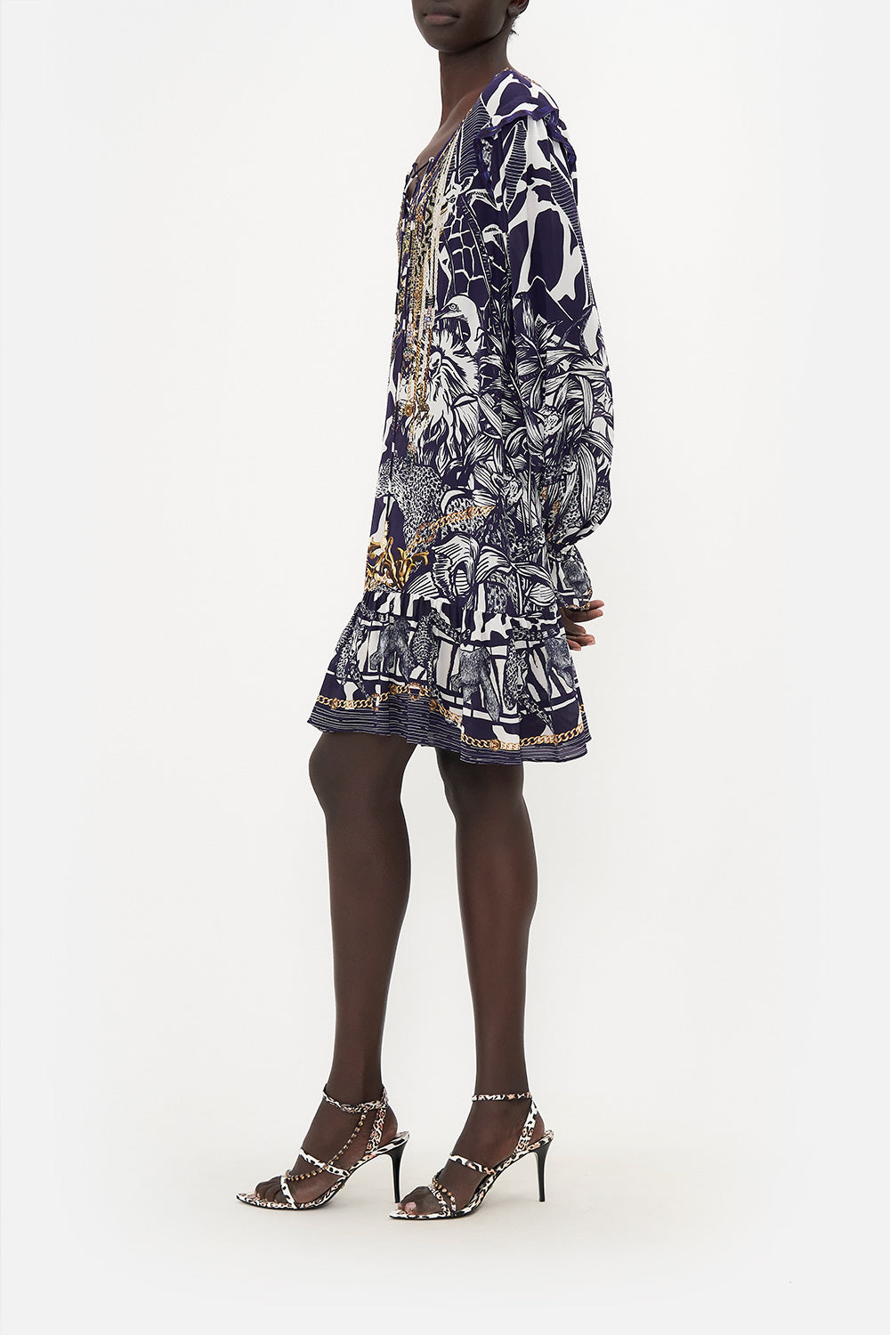 RUFFLE LACE UP DRESS WHERES YOUR HEAD AT