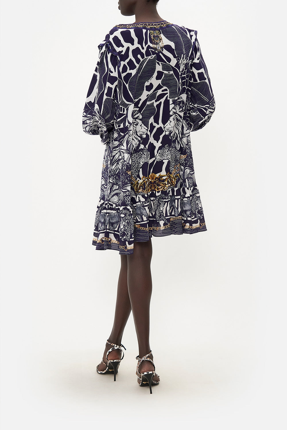 RUFFLE LACE UP DRESS WHERES YOUR HEAD AT