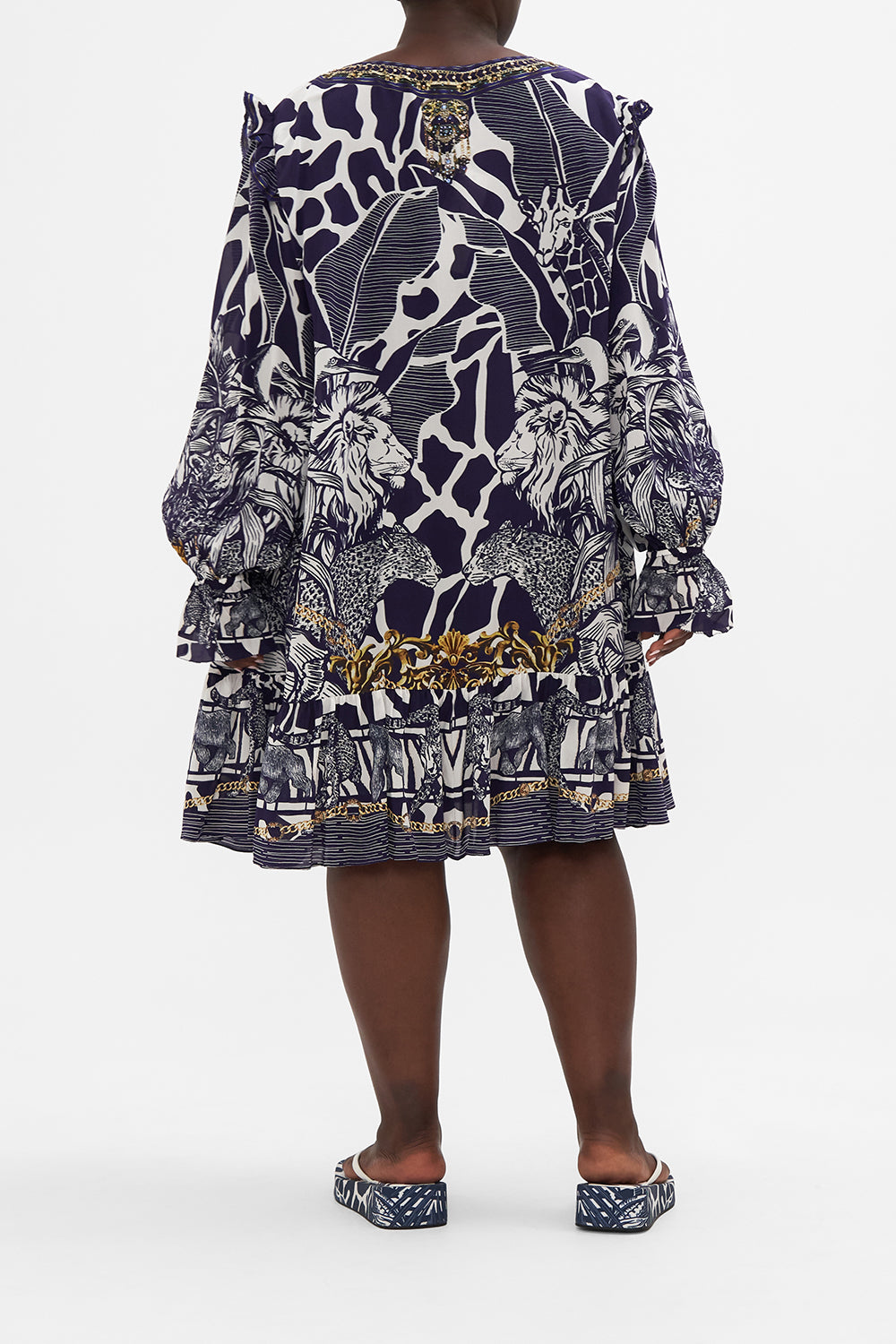 RUFFLE LACE UP DRESS WHERES YOUR HEAD AT