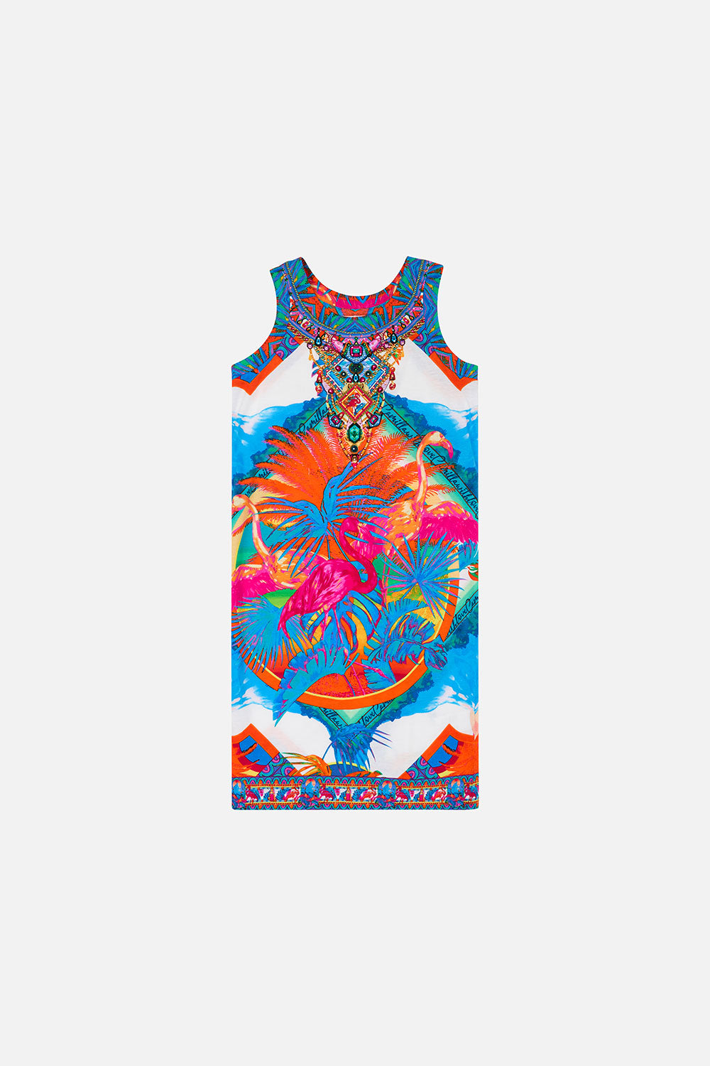 KIDS JERSEY TANK DRESS 4-10 FLAMENCO FLAMINGO