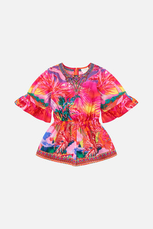KIDS PLAYSUIT WITH FRILL SLEEVE 4-10 FLIGHT OF THE FLAMINGO