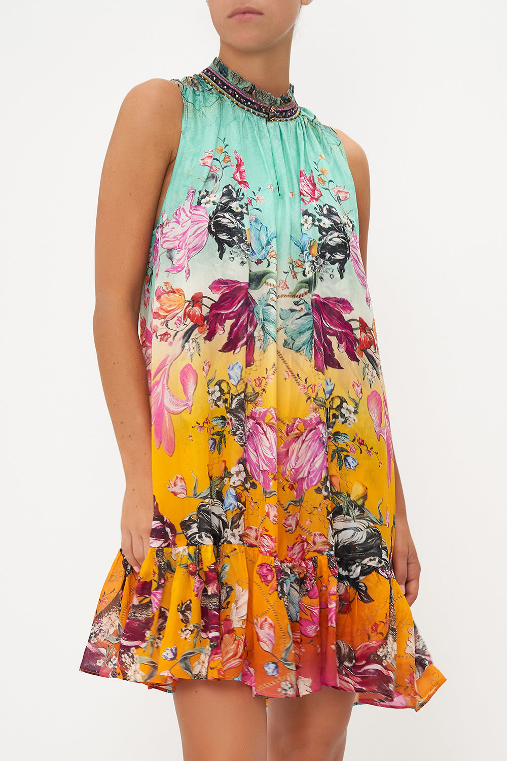 HIGH NECK RUFFLE DRESS VIPER ROOM