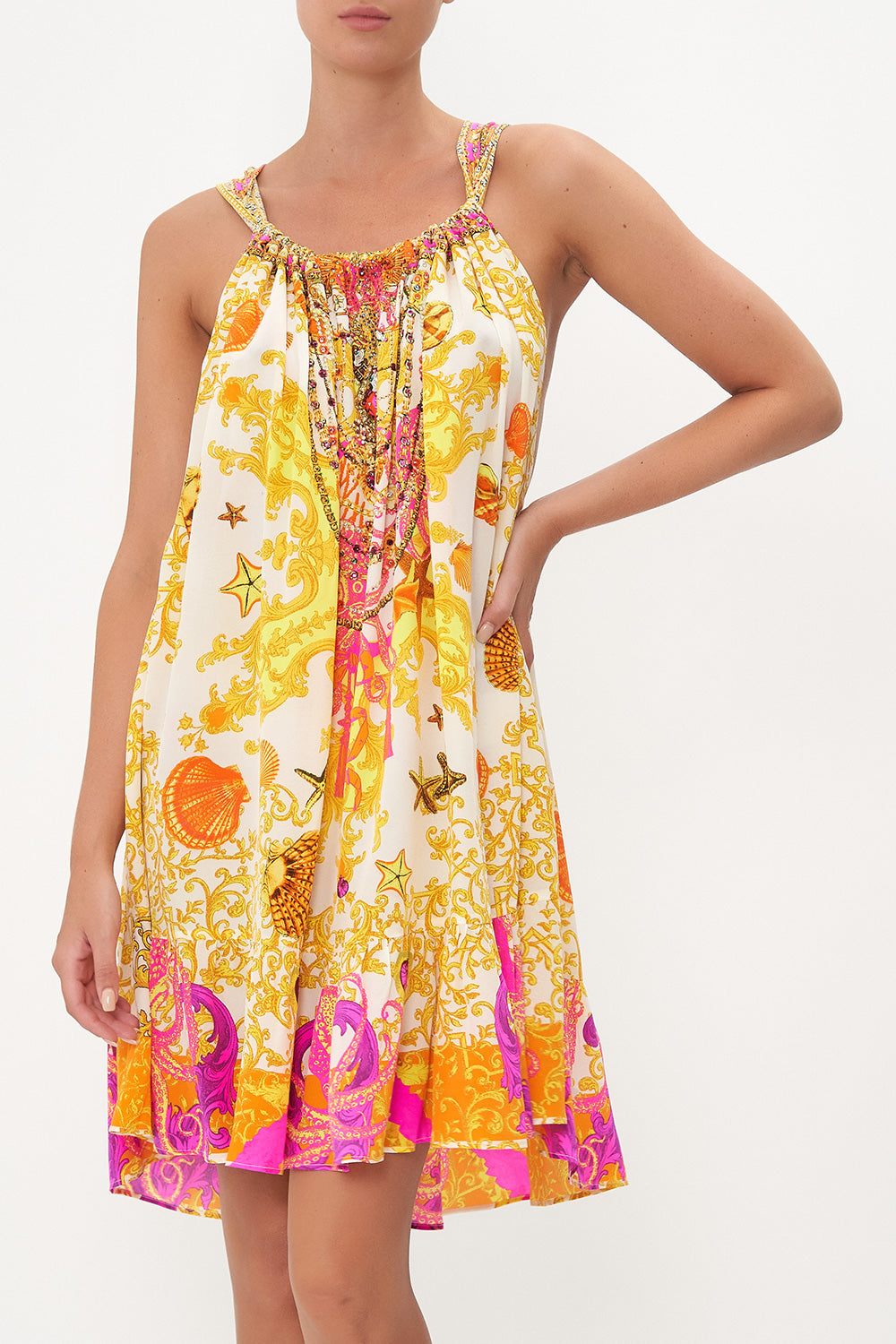 SHORT DRAWSTRING FRILL DRESS SQUID SQUAD