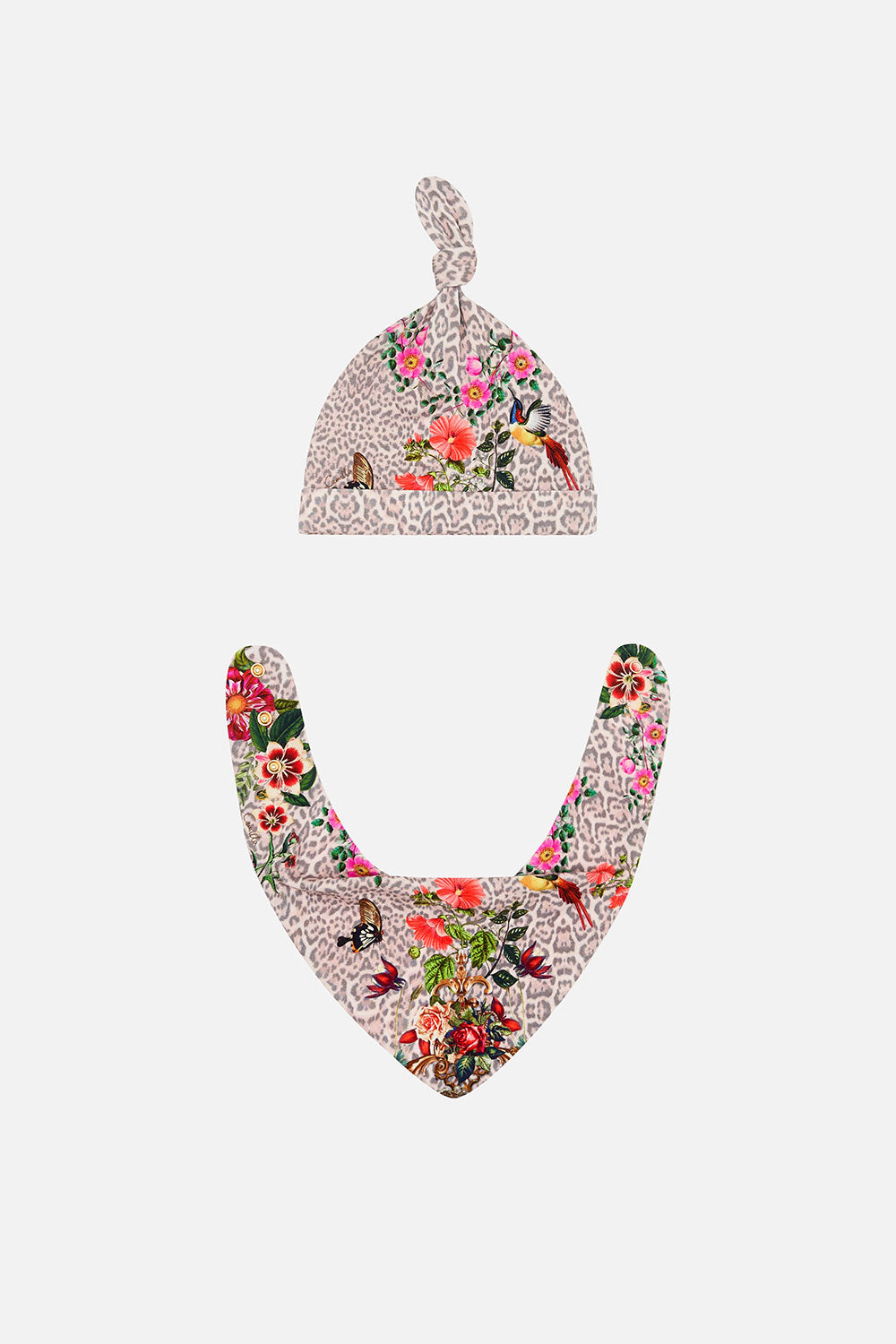 BABIES BIB AND BEANIE SET LEOS BOUQUET