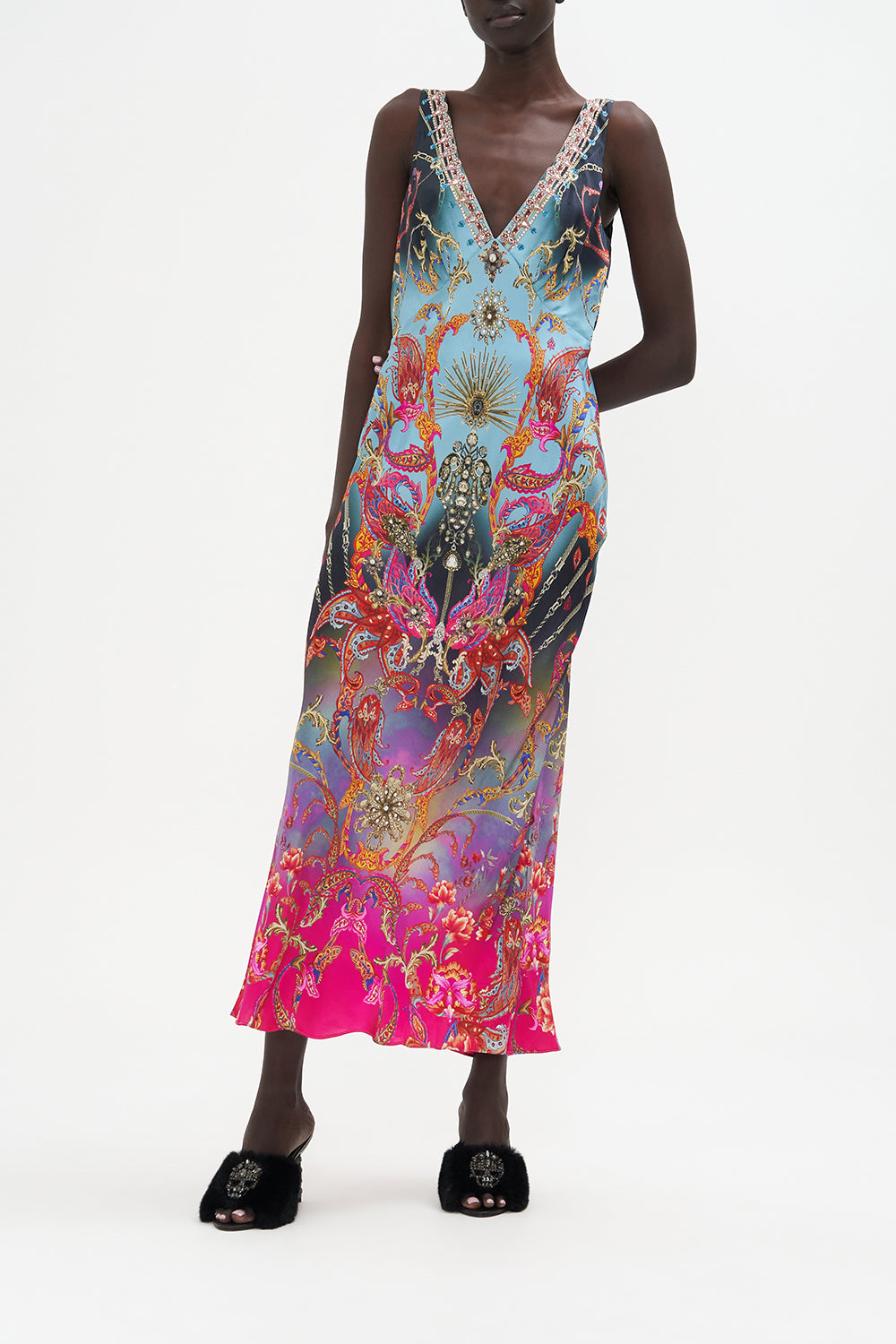 V-Neck Slip Dress What Lies Beneath print by CAMILLA