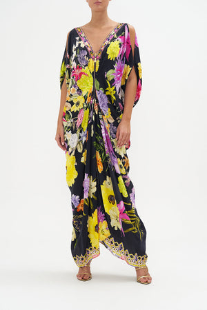 Long Drape Dress With Zip Front Peace Be With You print by CAMILLA