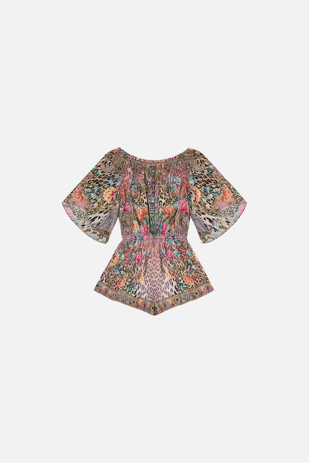 Kids 3/4 Flare Sleeve Playsuit 12-14 Queen Atlantis print by CAMILLA