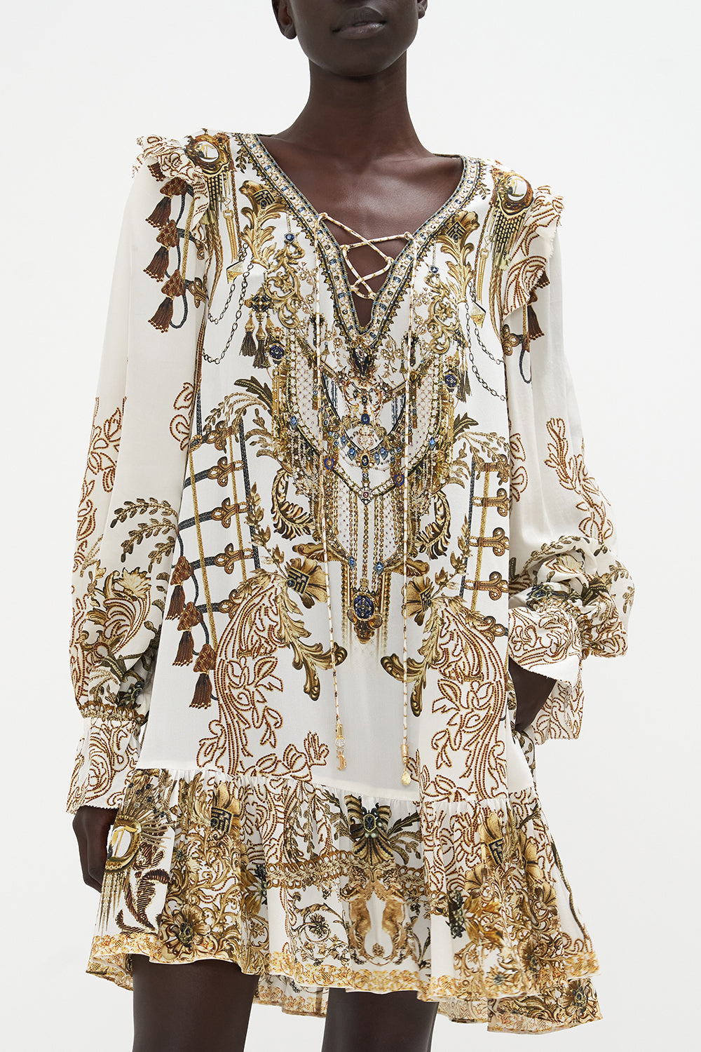 RUFFLE LACE UP DRESS ROAD TO RICHESSE