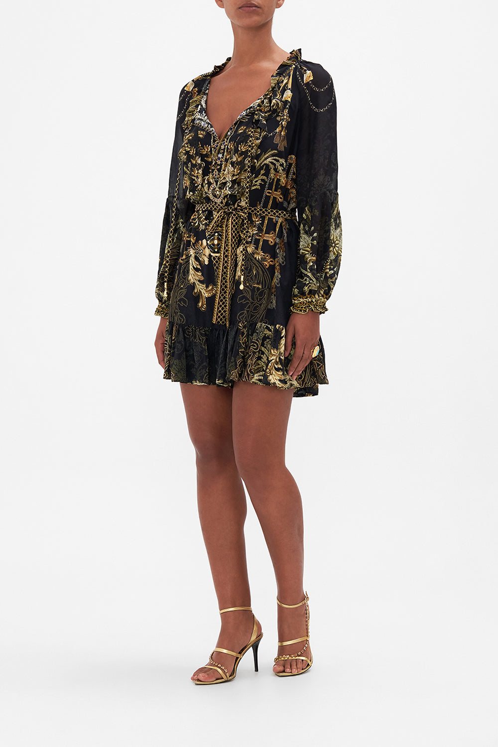 MINI RUFFLE TRAPEZE DRESS THE NIGHT IS NOIR