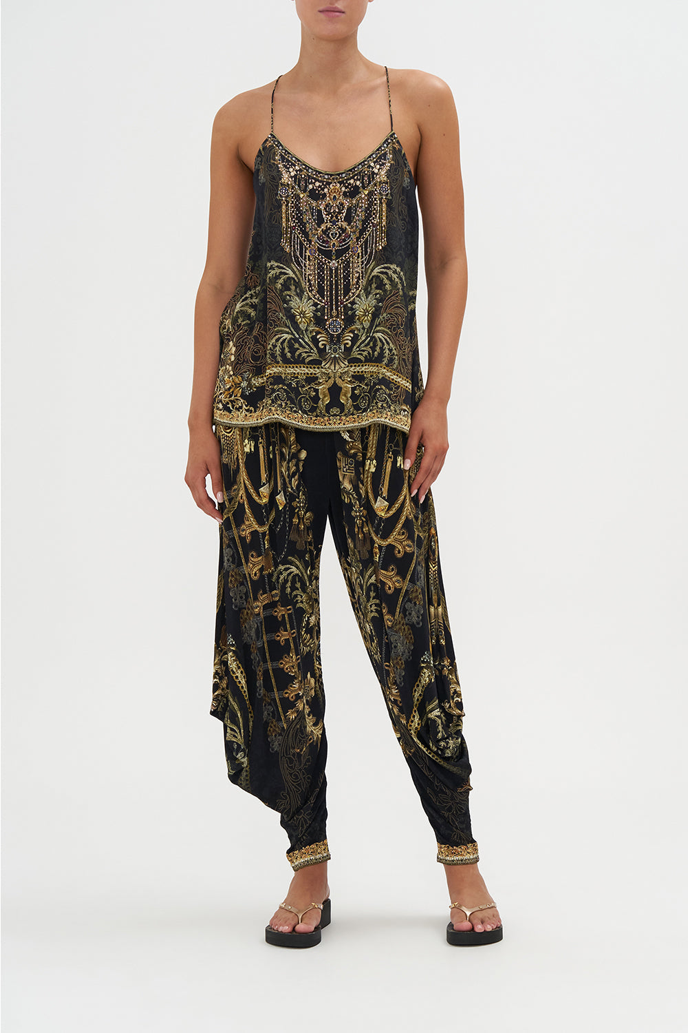 T Back Shoestring Top The Night Is Noir print by CAMILLA