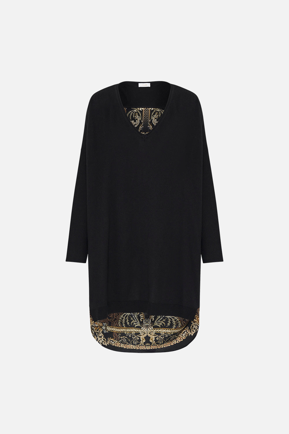 V NECK JUMPER WITH PRINT BACK THE NIGHT IS NOIR