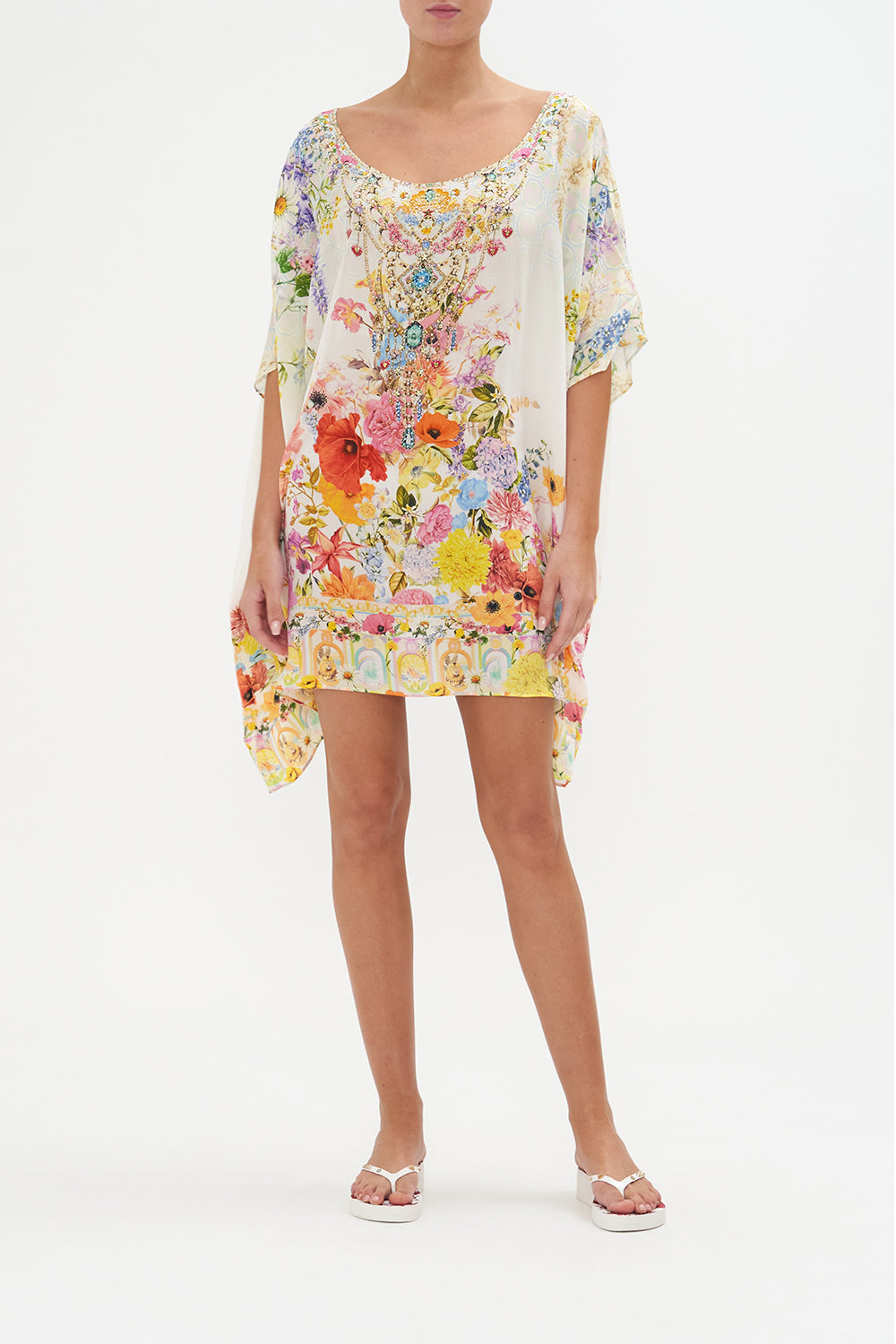 Short Round Neck Kaftan Sunlight Symphony print by CAMILLA