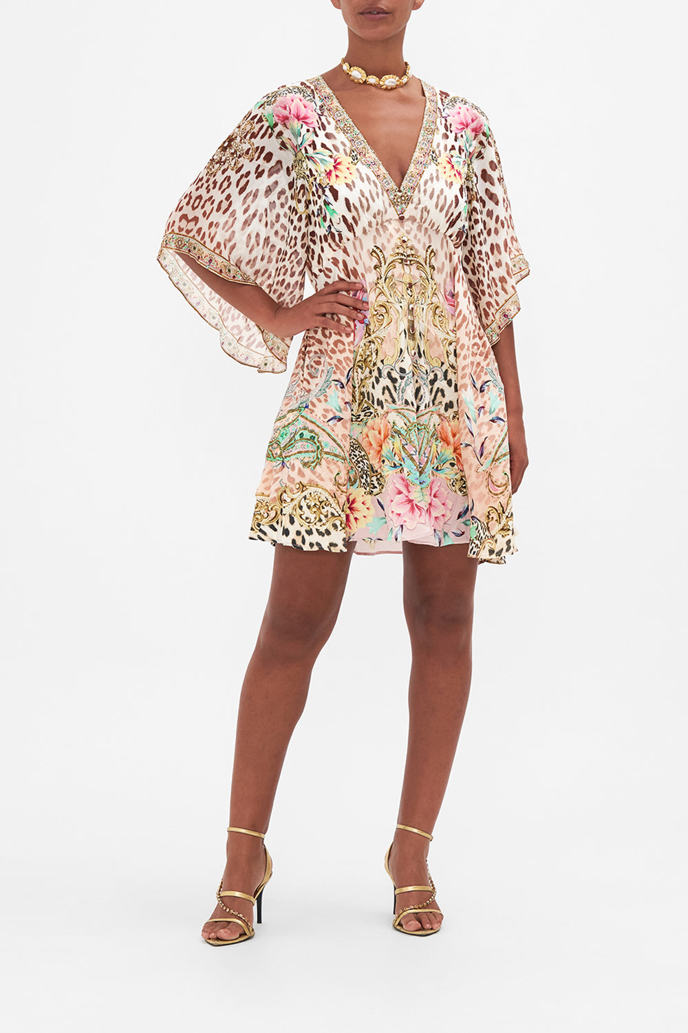 Flared Sleeve Button Up Dress Queen Atlantis print by CAMILLA