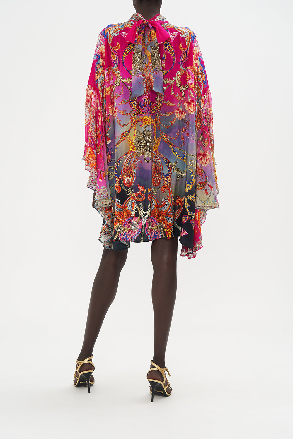 HIGH NECK RUFFLE SWING DRESS WHAT LIES BENEATH