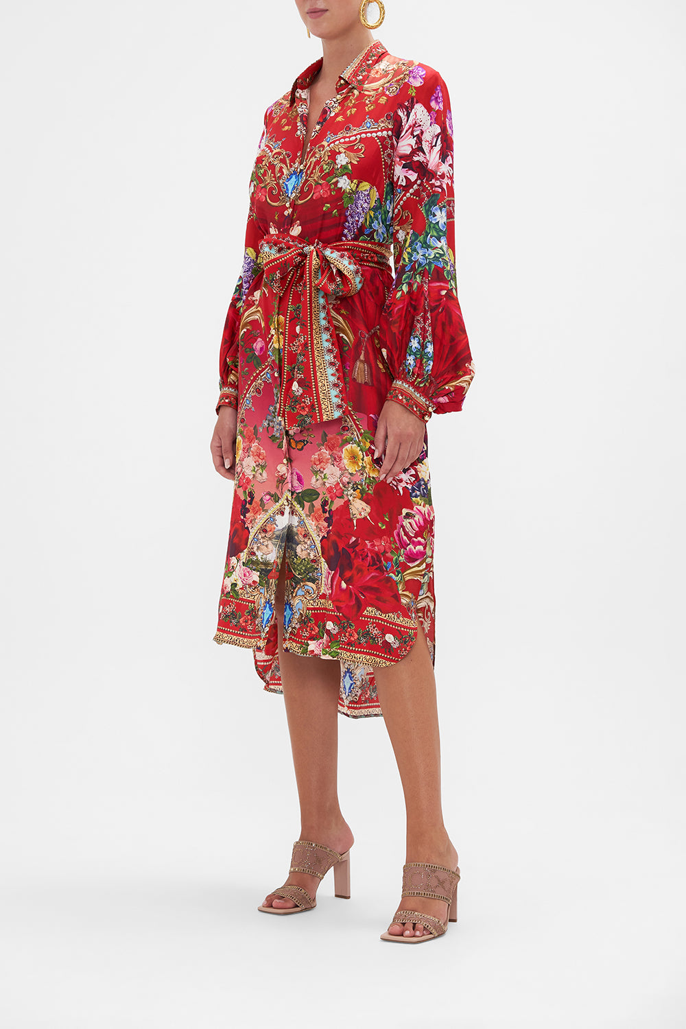 HIGH LOW MIDI SHIRT DRESS RITES OF ROSES
