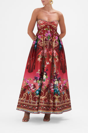 Strapless Maxi Dress Rites Of Roses print by CAMILLA