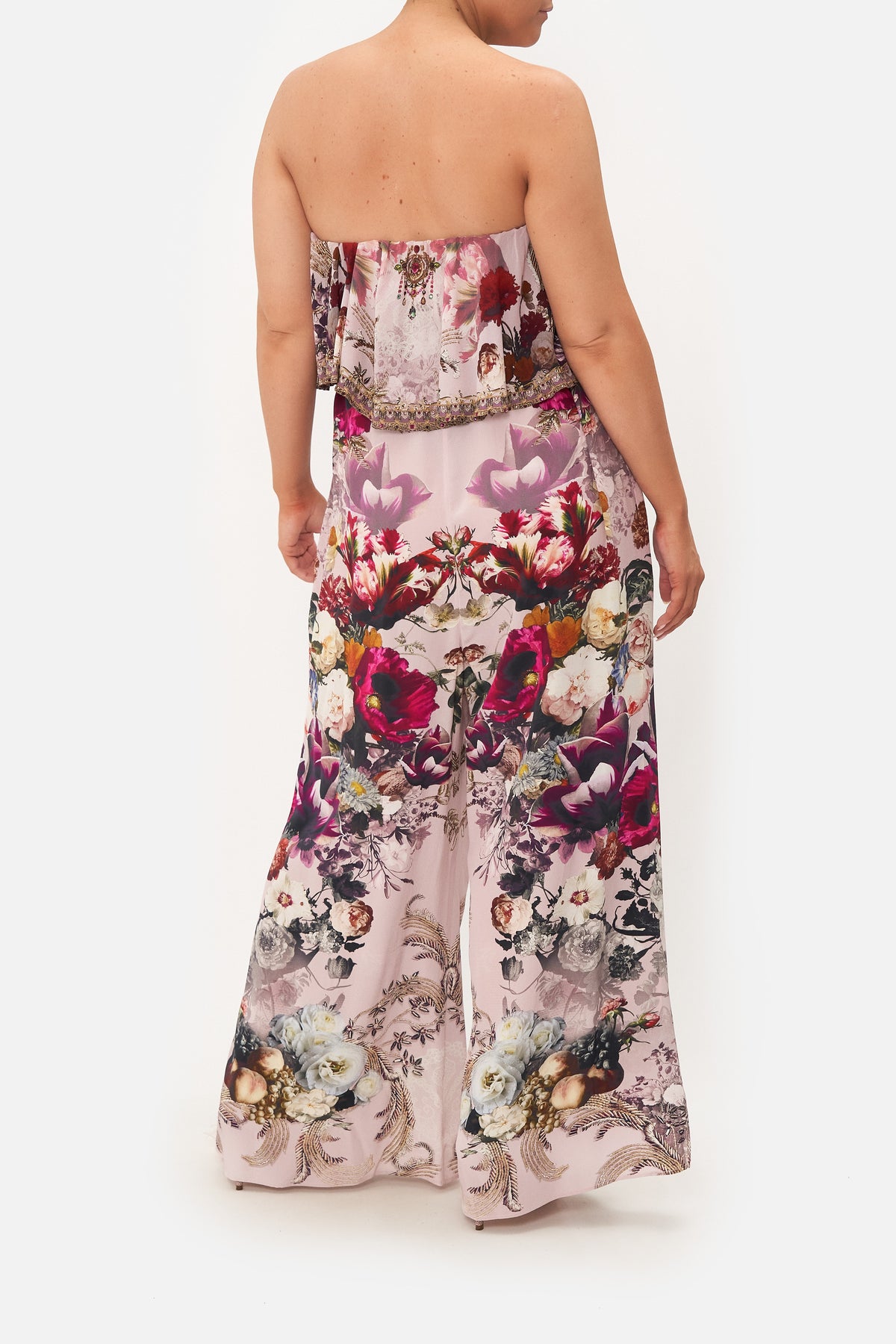 STRAPLESS JUMPSUIT WITH FRILL GYPSY ROSE