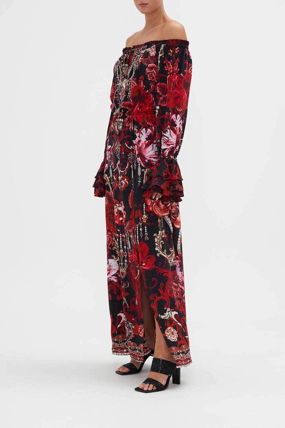 DROP SHOULDER SPLIT DRESS SISTERHOOD OF THE ROSE