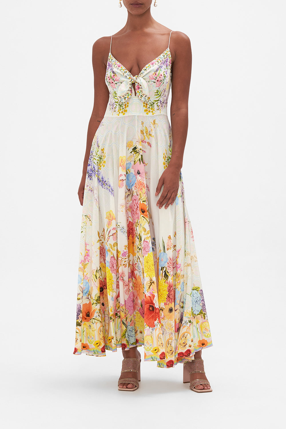 Long Dress With Tie Front Sunlight Symphony print by CAMILLA