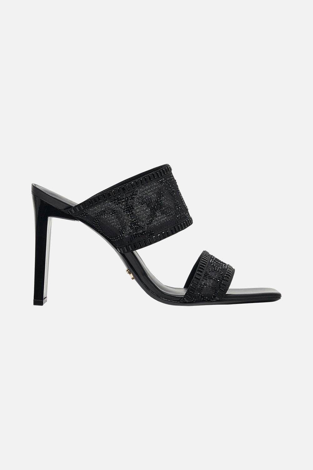 Alexia Slim Block Heel Mule Solid Black print by CAMILLA