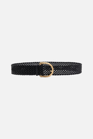 Braided Leopard Buckle Belt, Solid Black | CAMILLA AU – CAMILLA