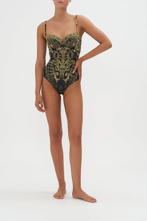Underwire Cup One Piece The Night Is Noir print by CAMILLA