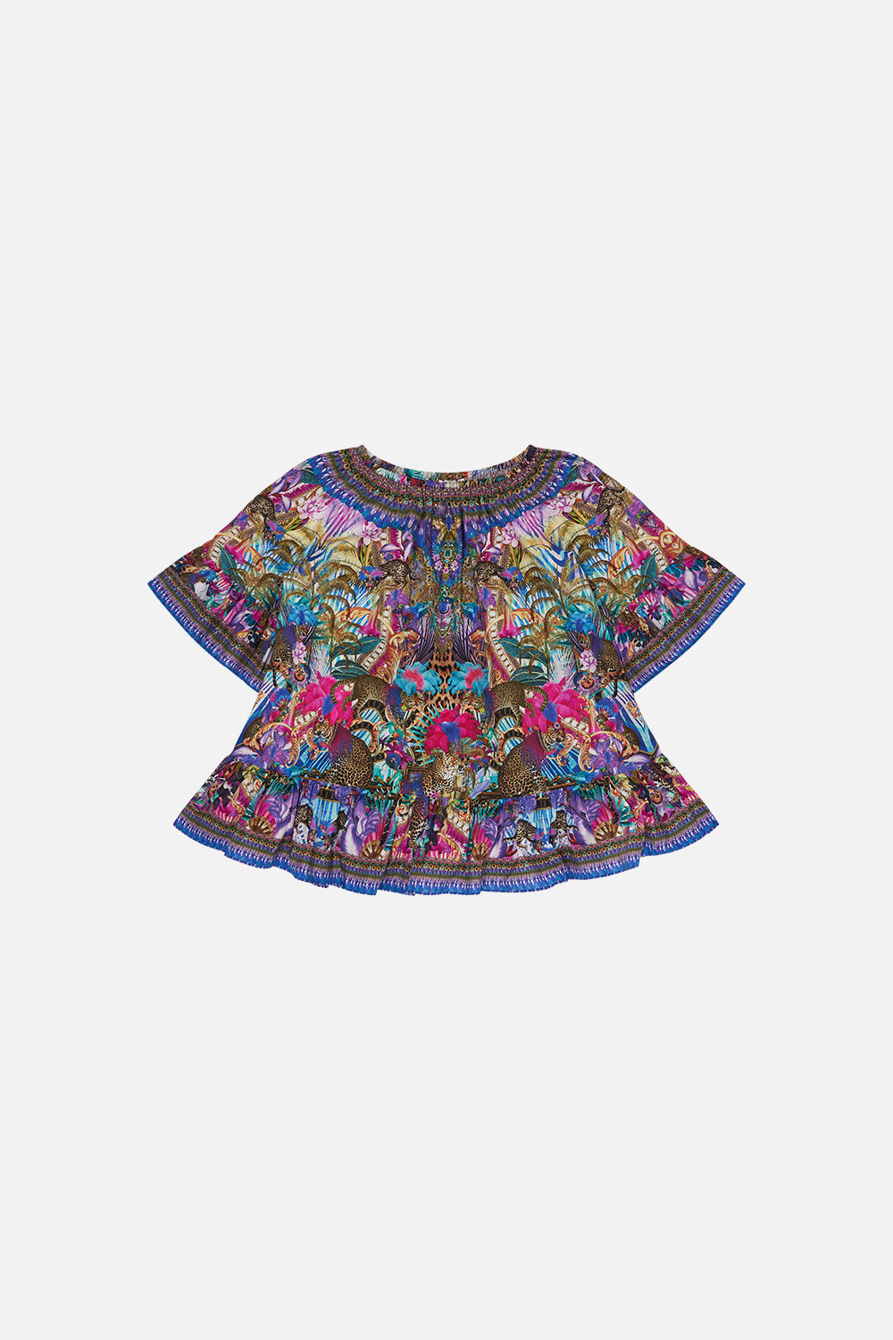 Kids A-Line Frill Dress 12-14 Merry Go Round print by CAMILLA
