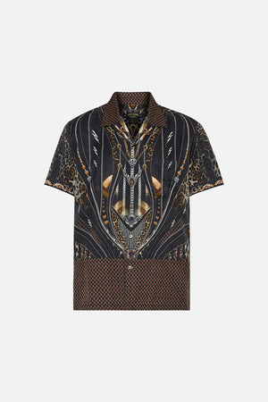 Product view of Hotel Franks by CAMILLAmens  short sleeve camp collar shirt in Chaos in The Cosmos animal print 