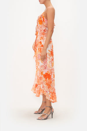 LONG WRAP DRESS WITH FRILL DRAGON MOTHER