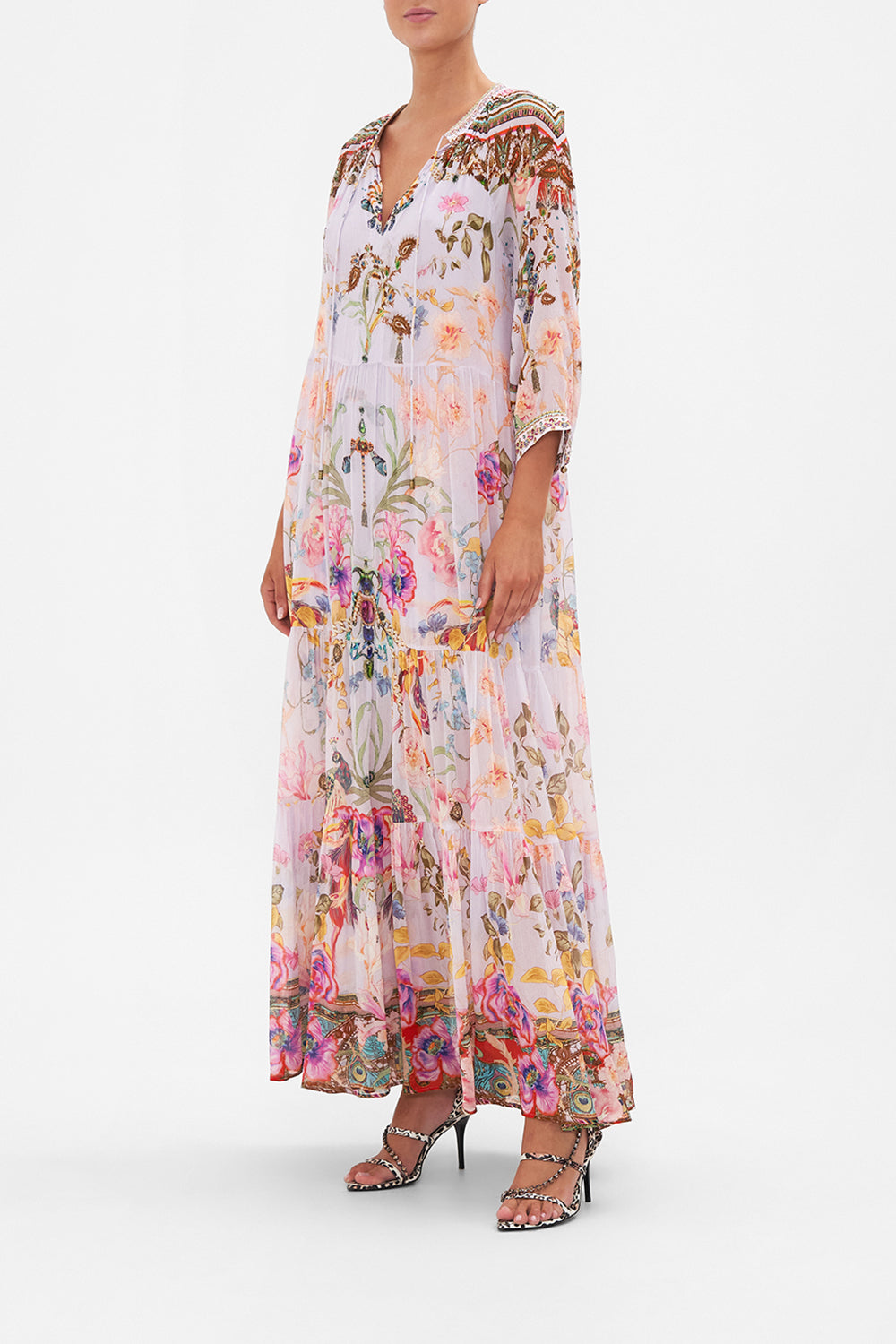 LONG GATHERED PANEL DRESS NATURES KALEIDOSCOPE